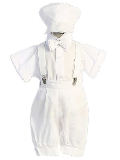 Tip Top Kids Baby Boys White Suspender Shorts Baptism Outfit 6-24 Months - SophiasStyle.com